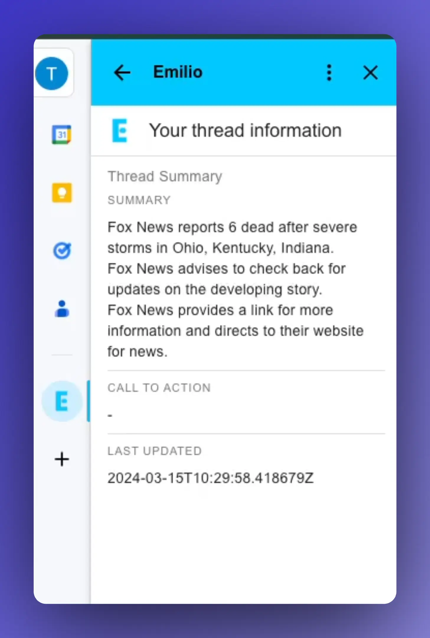 Emilio summarizes your emails for you